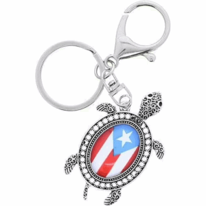 SK2406-SL SandT Collection Puerto Rico Durable Metal Turtle Keychain (12PICS)