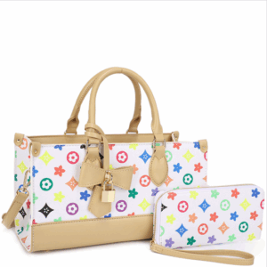 UM-31512 WT/TN Design Printed Satchel W Wallet Set
