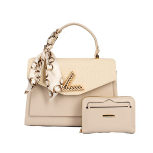 PU907-M2 APR FASHION SMOOTH TEXTURE SCARF HANDLE SATCHEL W WALLET SET