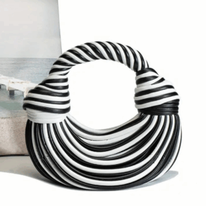S2206  BK/WT  String Rope Top Handle Swing Bag