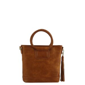 TDM-0035 BR Woven Cuff Handle Bucket Satchel