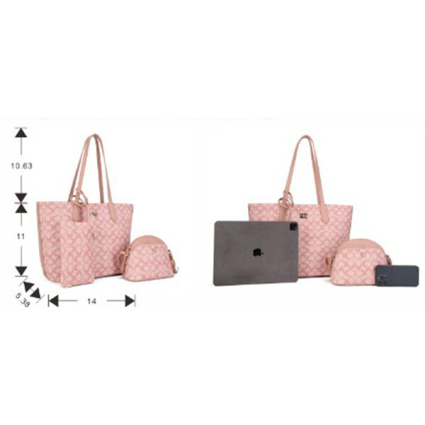 ZW-31550 BGY/BGY 3-in-1 Oval Monogram Handbag / Crossbody Wallet Set - Image 2