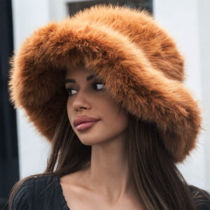 H3504 TN Wide Brim Faux Fur Winter Bucket Hat