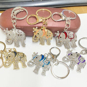 KBC-0668-GS ASST (12pcs)Elephant Rhinestone Keychains