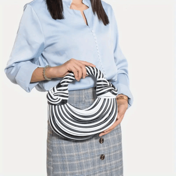 S2206  BK/WT  String Rope Top Handle Swing Bag - Image 2
