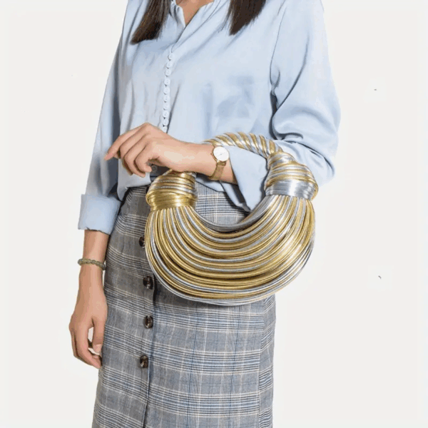 S2206  GD/SL  String Rope Top Handle Swing Bag - Image 2