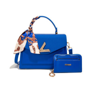 PU907-M2 RBL FASHION  SMOOTH TEXTURE SCARF HANDLE SATCHEL W WALLET SET