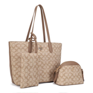 ZW-31550 TP/TP 3-in-1 Oval Monogram Handbag / Crossbody Wallet Set