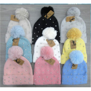 WH8697 ASST Rhinestones Winter Hat (3 pcs )