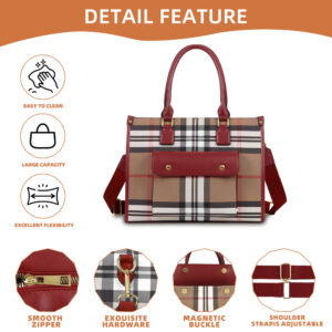2482 APR/RD Plaid Pattern Fashion Handbag