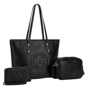 ZW-31618 BK 3-in-1 Tote Handbag / Crossbody Wallet Set
