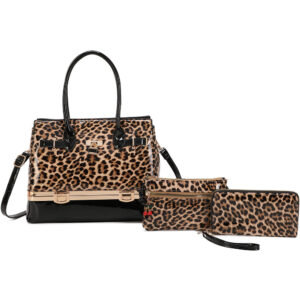 LP25005-T3-BK Handle Satchel Bag with crossbody & wallet (3 N 1)