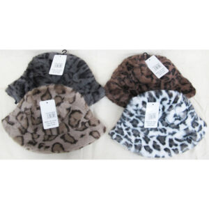 FFHT8595 Winter Furry Leopard Bucket Hat