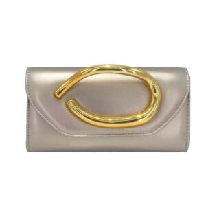 LA3230 GD Bold Hardware Accent Faux Leather Evening Clutch Bag / Crossbody Bag