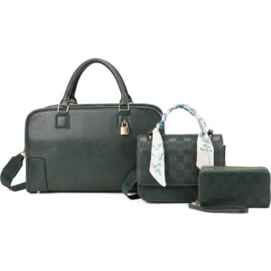 PU25003-T3-GN Handle Satchel Bag with crossbody & wallet (3 N 1)