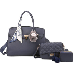 PU24126-T3-NV Handle Satchel Bag with crossbody & wallet (3 N 1)