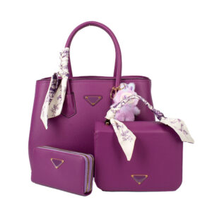 PU25002-T3 PP Scarf Handle Satchel Bag with Small One & Wallet (3 N 1)