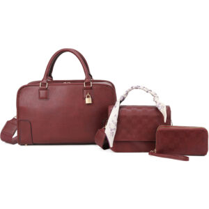 PU25003-T3-PP Handle Satchel Bag with crossbody & wallet (3 N 1)