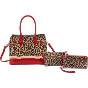 LP25005-T3-RD Handle Satchel Bag with crossbody & wallet (3 N 1)