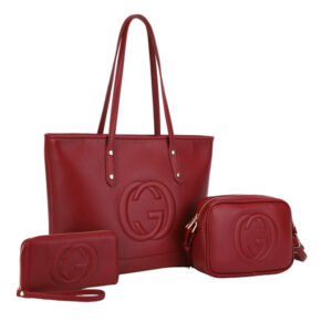 ZW-31618 RD 3-in-1 Tote Handbag / Crossbody Wallet Set