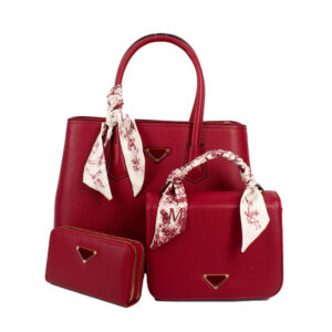PU25002-T3 WN Scarf Handle Satchel Bag with Small One & Wallet (3 N 1)