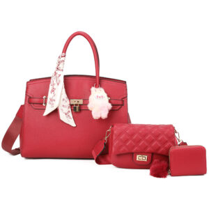 PU24126-T3-WN Handle Satchel Bag with crossbody & wallet (3 N 1)