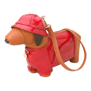 LA2573 RD Faux Leather Raincoat Puppy Crossbody Bag
