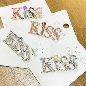 ABO-1419E-GS ASST "KISS" Rhinestones Embellished Pin Brooches (12pcs)