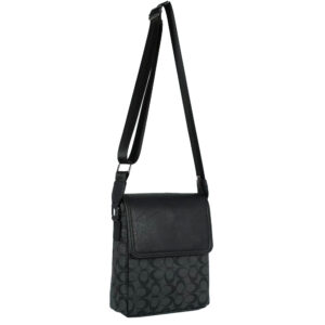 1698-D BK Monogram Pattern Crossbody Bag