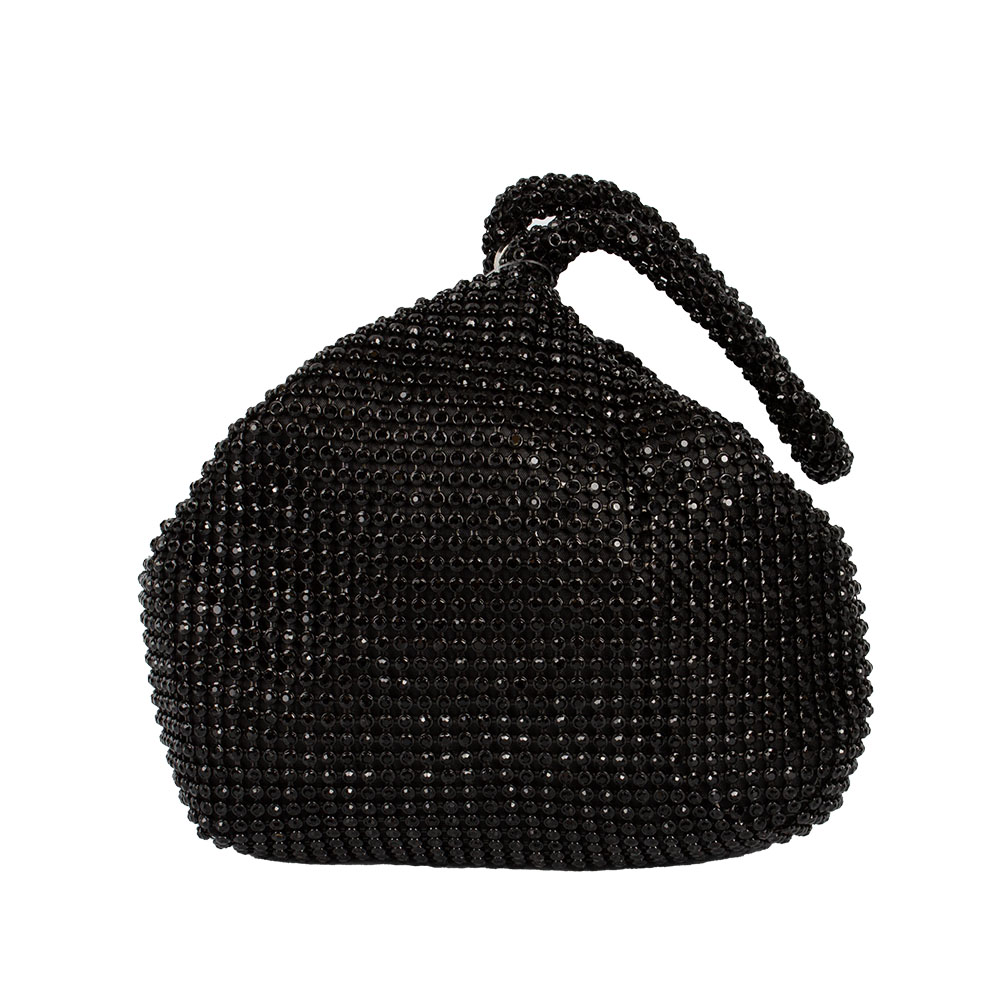 CO26019L BK/BK Rhinestones Bling Wrist Clutch Purse
