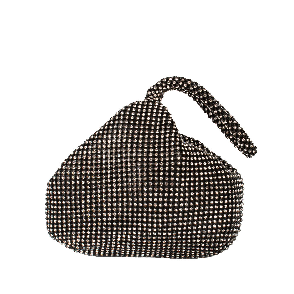 CO26019L BK/WT Rhinestones Bling Wrist Clutch Purse