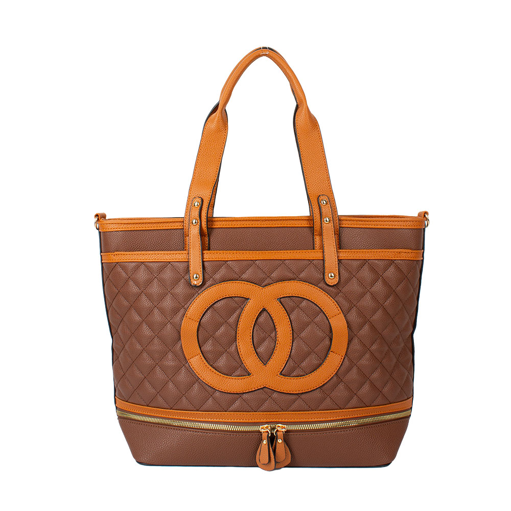 CH1289 BR Quilted Tote Bag