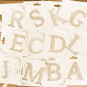 RBC-0141GC ASST Alphabet Embellished Pin Brooches (12pcs)