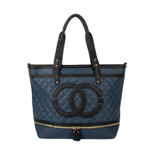 CH1289 D.BL Quilted Tote Bag
