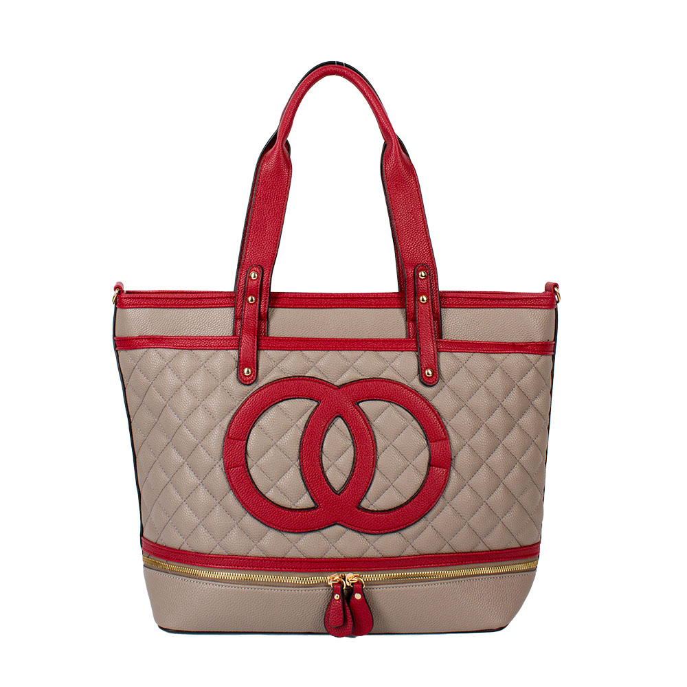CH1289 GY Quilted Tote Bag
