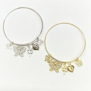 BRC0496 ASST Butterfly Charm Adjustable Bracelets (6pcs)