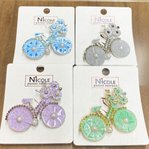 BRC-0566 GS Bicycle Rhinestones Pin Brooches (6pcs)