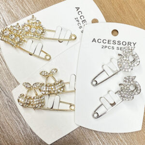 RBC-0571 GS ASST Rhinestones Embellished Pin Brooches (2 N 1) (12pcs)