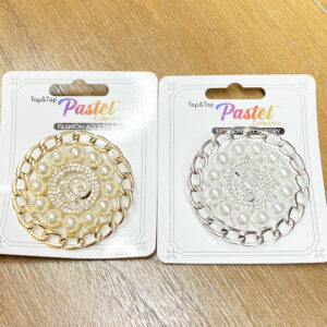 RBC-0573 GS Double Circles Rhinestones Embellished Pin Brooches (6pcs)