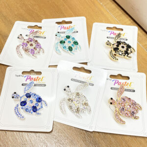 RBC-0578 ASST Turtle Rhinestones Embellished Pin Brooches (6pcs)