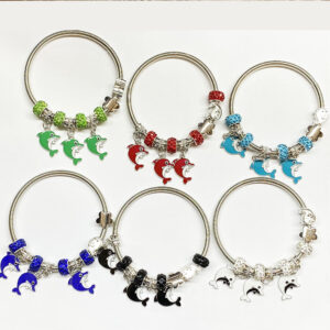 BRC8564 SL Dolphins Charm Adjustable Bracelets (12pcs)