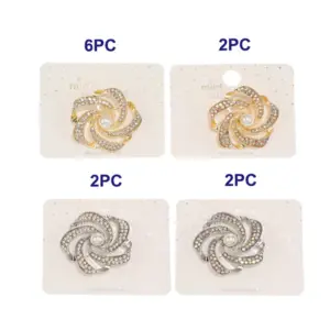 JAH46458 ASST Rhinestone Flower Brooch (6pcs)