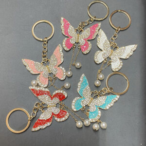 KL-8403 ASST (6PCS) Rhinestones Butterfly Keychains