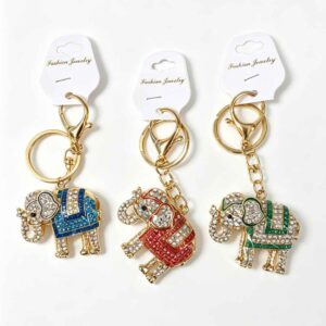 CJ0382 ASST Elephant Rhinestone Keychain (3pcs)