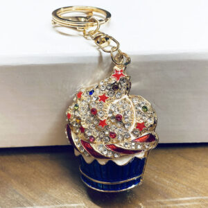 JX-0658 BL Cupcake Rhinestone Keychain