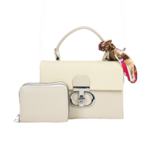 PU901-M2 OW Scarfed Decor 2 In 1 Crossbody-Satchel Bag