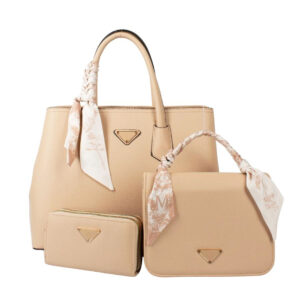 PU25002-T3-APR Handle Satchel Bag with crossbody & wallet (3 N 1)