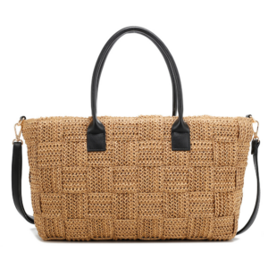 T3706 BK Fashion Straw Handbag