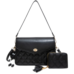 PU25508-M3 BK 2in1 QUILTED DESIGN Crossbody Bag with Wallet SET