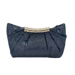 E262  BK Pleated Metallic Sparkle Evening Clutch Crossbody Bag